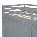 Twin size Loft Bed with Drawer, Two Wardrobes and Mirror, Gray