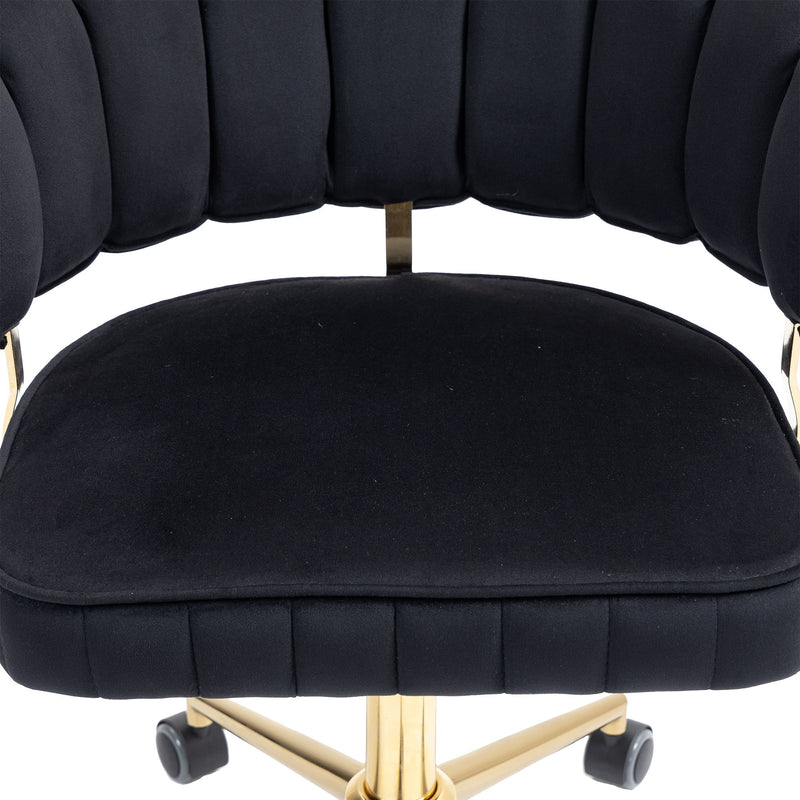 Modern Velvet Home Office Desk Chair With Adjustable Height And Swivel Wheels