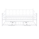 Full Size Metal Daybed with Twin Size Adjustable Trundle, Portable Folding Trundle, White(OLC SKU:MF293730AAK)