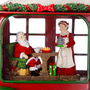 Christmas Plastic / Resin Camper With Mr & Mrs Santa Tea Time LED / Water Spinning / 2 Way Switch, 3*AA Required - Red
