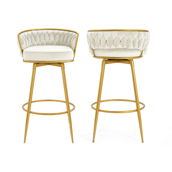 Modern Low Back Upholstered Counter Height Bar Stools (Set of 2)
