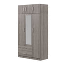 Modern 3 Door Mirror Wardrobe With 2 Drawers And Top Cabinet