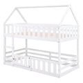 Twin Over Twin House Bunk Bed With Fence And Door