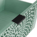 3 Drawer Storage Cabinet With Hollow Carved Design And Metal Handles, Chest For Entryway, Living Room Or Bedroom - Light Green