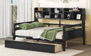 Daybed, Wood Slat Support, With Bedside Shelves And Two Drawers