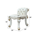 Vendome - Vanity Stool - Beige Synthetic Leather & Antique Pearl