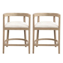 Modern Rubberwood Counter Stool Set With Upholstered Seats