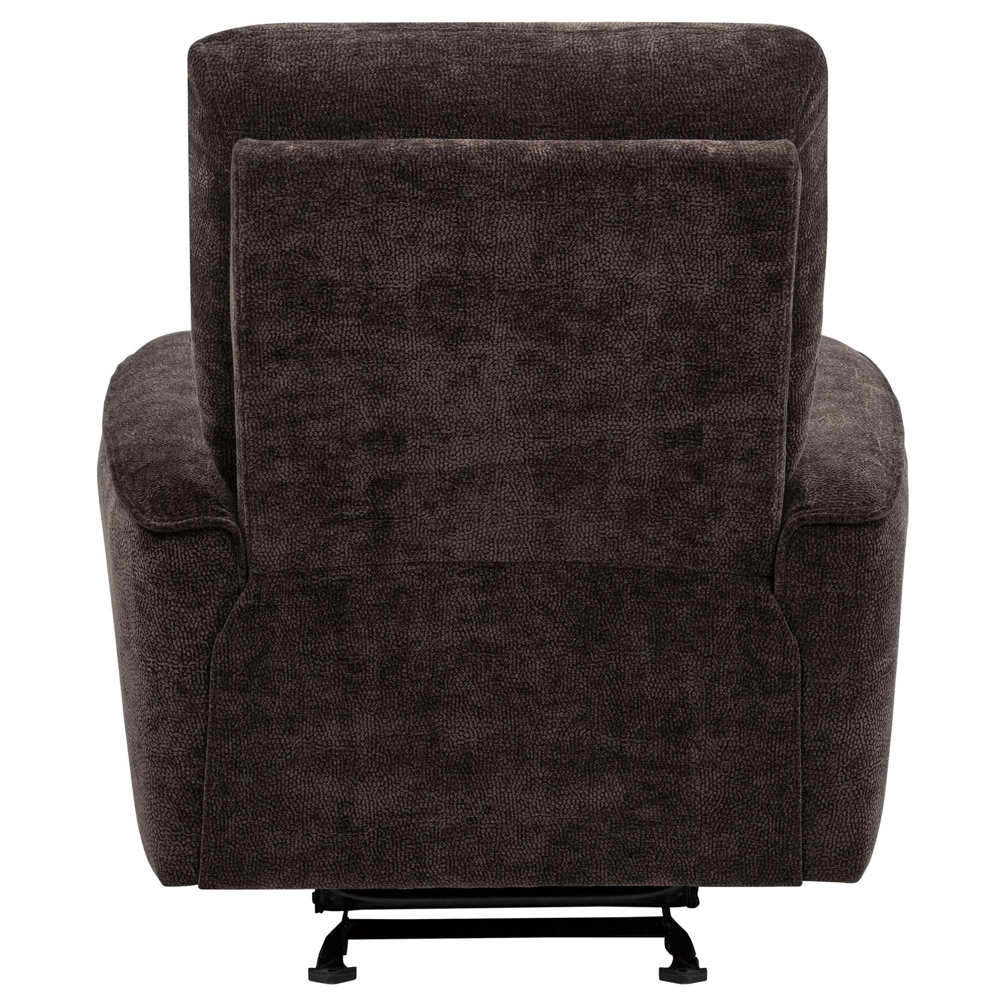 Navarro Chenille Upholstered Glider Recliner Dark Brown