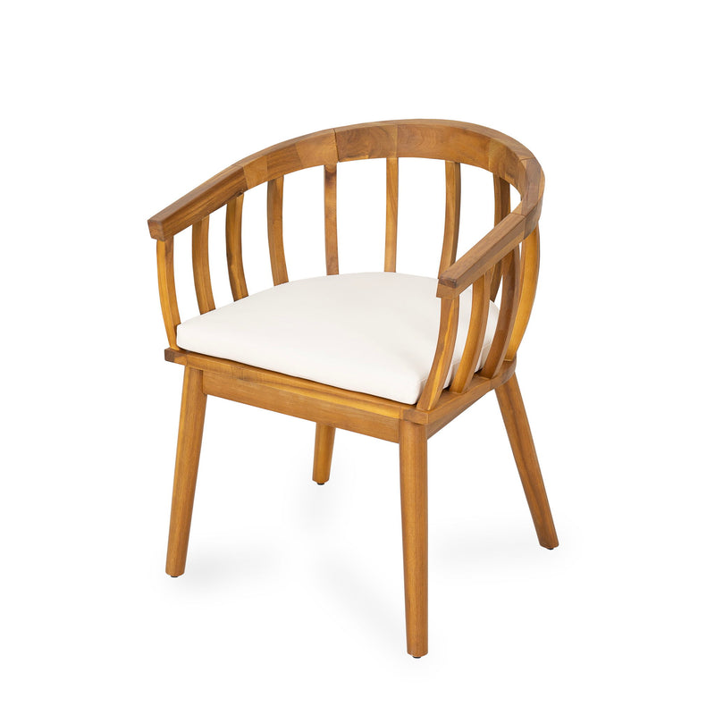 Klismos - Dining Armchair (Set of 2) - Teak / Beige