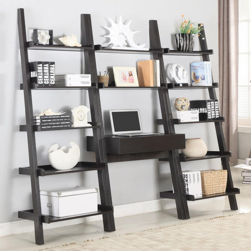 Colella - 5-Shelf Ladder Bookshelf - Cappuccino