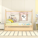 Twin size Tent Floor Bed, Teepee Bed, with Trundle,Natural