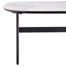 Modern Rectangular Rock Plate Coffee Table Open Space Design Golden Metal Frame Minimalist Living Room Center Table For Lounge Office - Black White