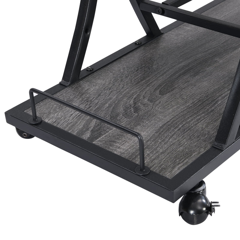 Bar Cart Kitchen Bar & Serving Cart For Home With Wheels 3 Tier Storage Shelves - Black / Gray