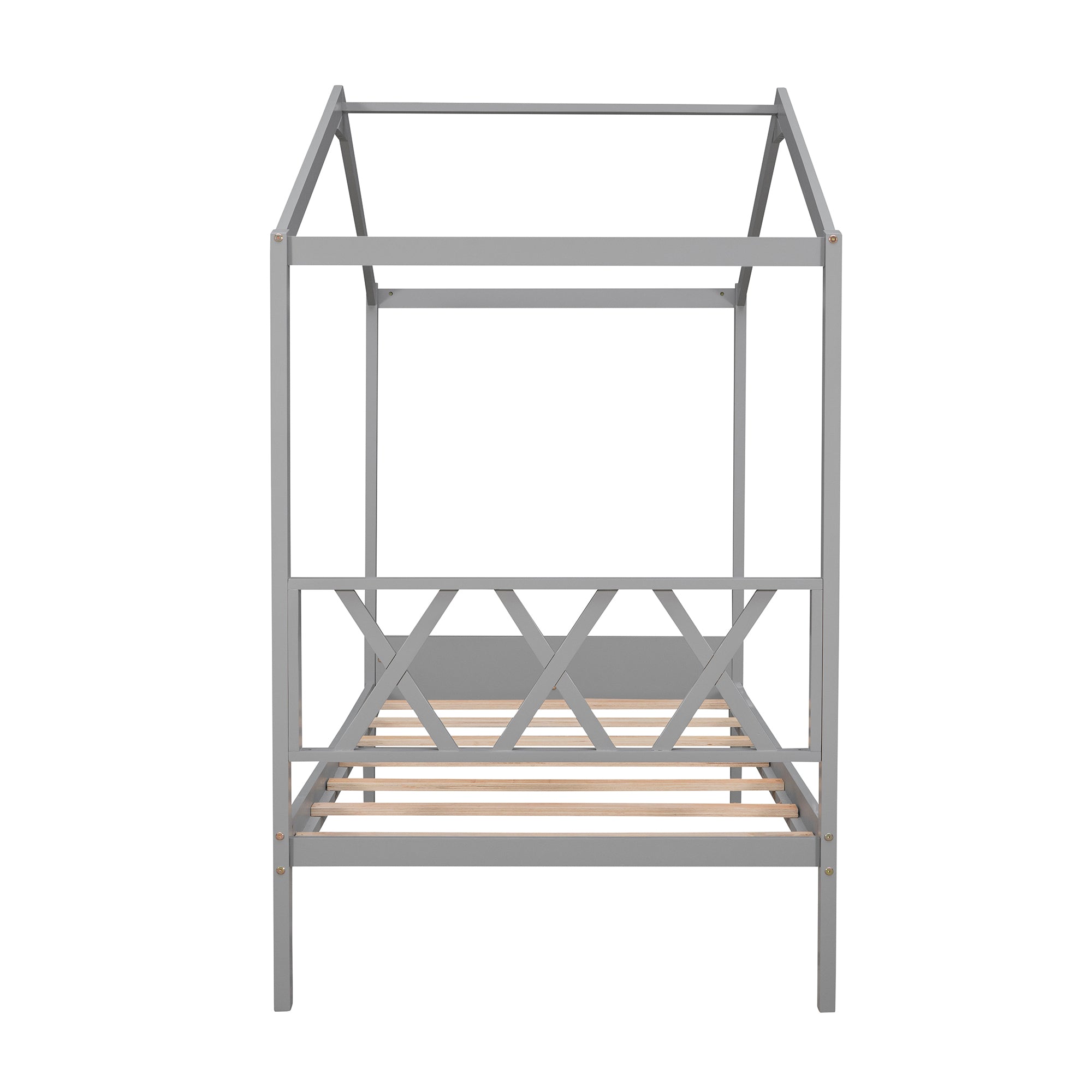 Twin Size Wood House Bed with Storage Space, Gray(OLD SKU: LP000001AAE) - Atlantic Fine Furniture Melbourne FL