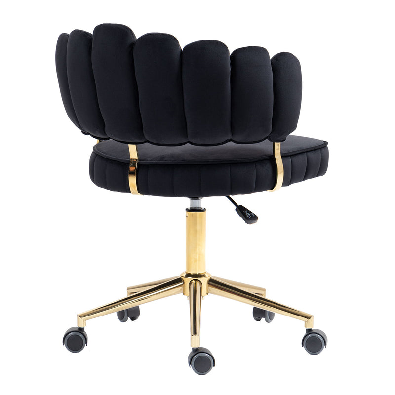 Modern Velvet Home Office Desk Chair With Adjustable Height And Swivel Wheels