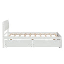 Modern Twin Bed Frame With 2 Drawers For White High Gloss Headboard and Footboard With Washed White Color