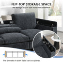 Sectional With Bluetooth Speaker Comfy Cloud Couch Set With Drop Down Table Cup Holders, USB Charger Storage Armrest Wide Seat Sofa
