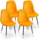 Velvet Tufted Accent Chairs With Golden Color Metal Legs, Modern Dining Chairs For Living Room (Set of 2) - Orange