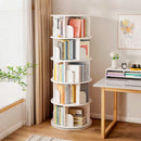 5 Tier Rotating Bookshelf, 360° Spinning Design, Space Saving Storage, For Home And Office - White
