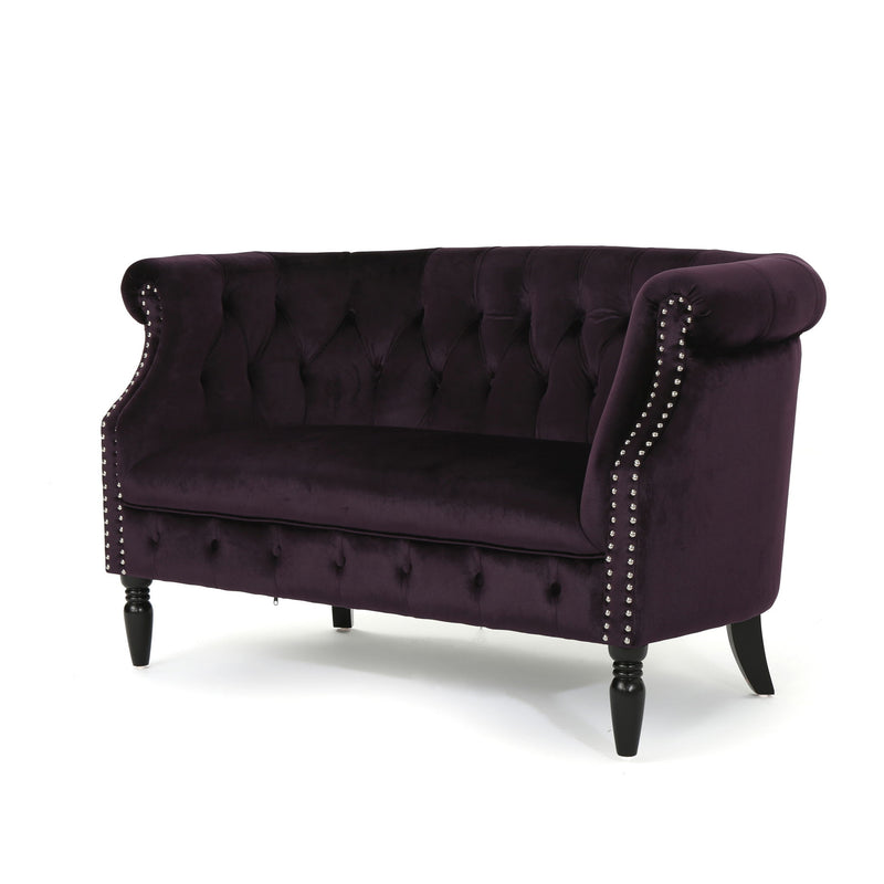 Antique Chesterfield Style Loveseat With Button Tufting