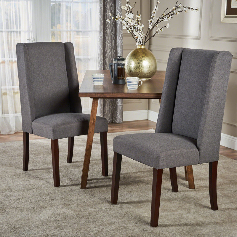 High Back Dining Chair With Wingback Design (Set of 2)
