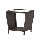 Trenton - Outdoor Side Table With Glass Top - Brown Rattan