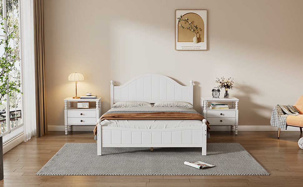 Traditional Concise Style White Solid Wood Platform Bed, No Need Box Spring, Full(Old SKU:WF295732AAA) - Atlantic Fine Furniture Melbourne FL