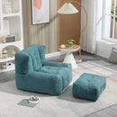 Modern Indoor Fluffy Bean Bag Chair With Memory Foam And Ottoman, Super Soft