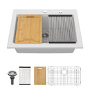 Quartz Kitchen Sink 30" X 22" Granite Composite Workstation Drop In Sink - White