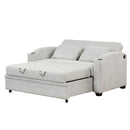Pull Out Loveseat Sofa With Adjsutable Backrest, 2 Pillows, Cup Holders, USB Ports For Living Room
