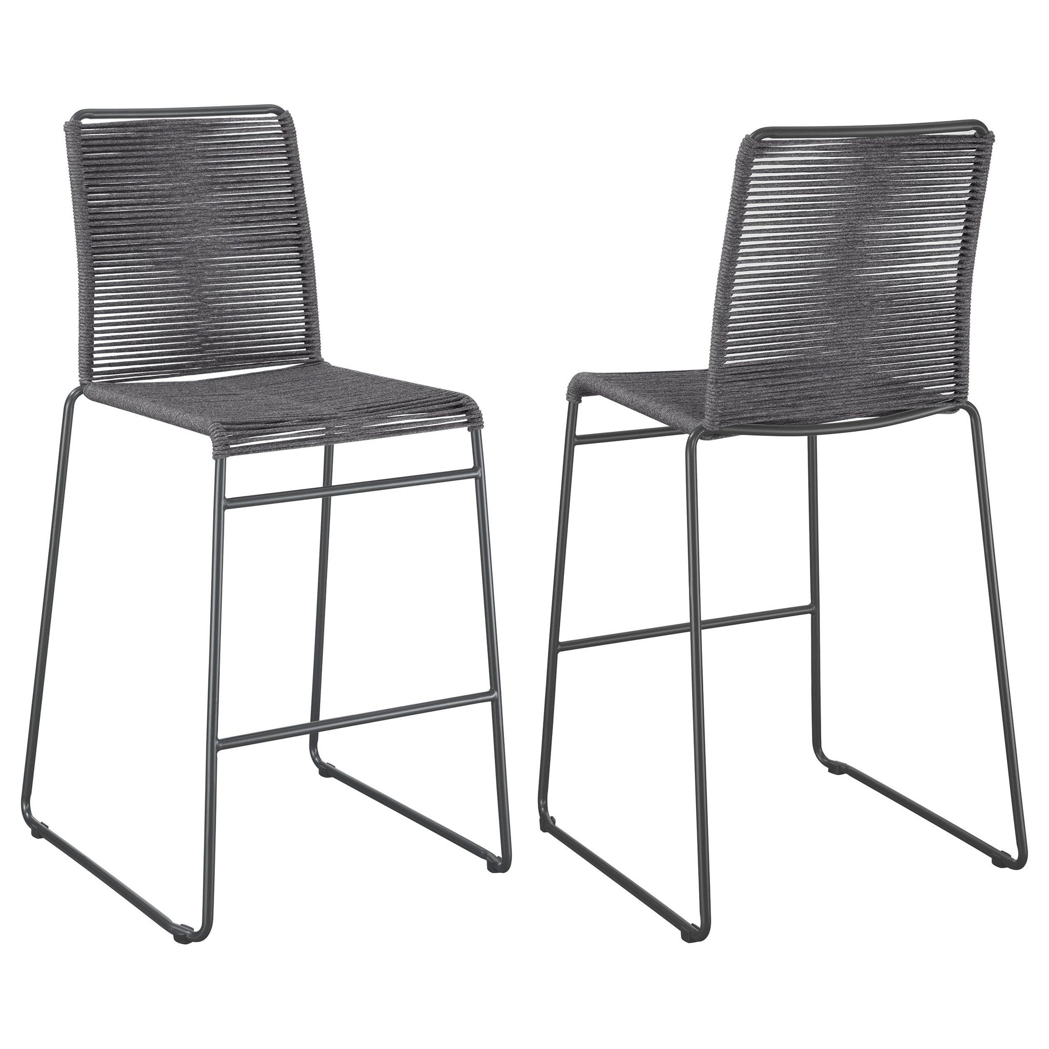 Jerome Woven Rope Metal Bar Chair Charcoal (Set of 2) - Atlantic Fine Furniture Melbourne FL