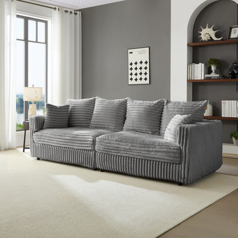 Modern Comfy Upholstered 4 Seat Sofa Cloud Couch,Deep Seat With Soft Pillows