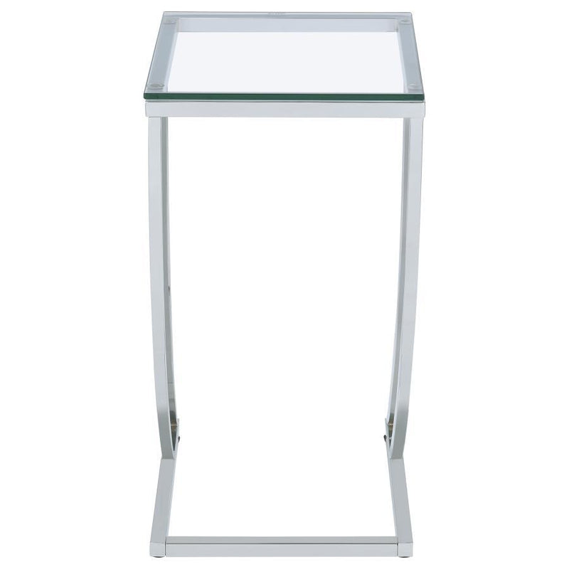 Cayden - Rectangular Glass Top Sofa Side Table - Chrome