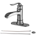 Waterfall Spout Bathroom Faucet With Single Handle And Pop Up Drain - Brushed Nickel