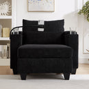 Convertible Chaise Lounge Sofa Chair With USB Ports, Cup Holders, Phone Holder And Storage