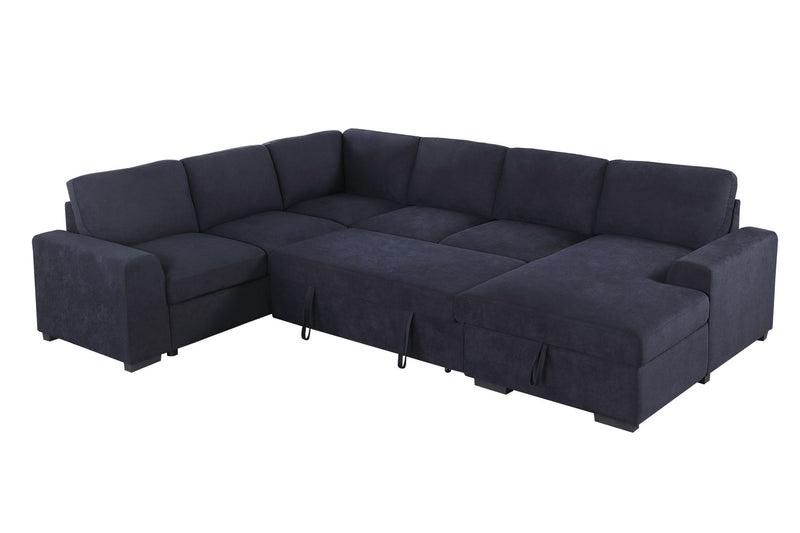 Selene II - 117.5"W Dark Gray Woven Fabric Sleeper Sectional Sofa With Right-Facing Storage Chaise