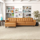 Allison - Mid-Century Modern Leather Sectional Sofa Chaise