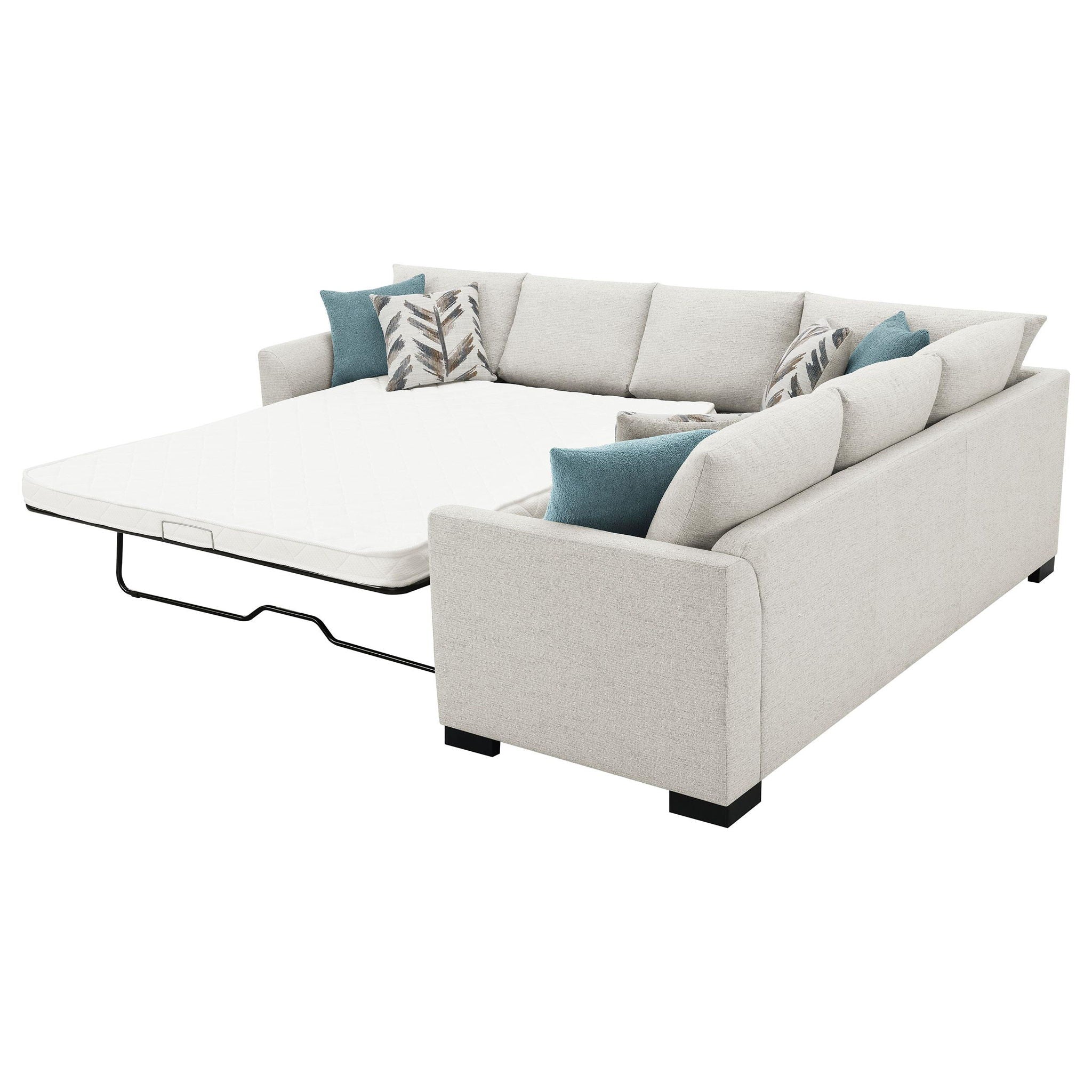 Ashford Chenille Upholstered Sleeper Sectional Sofa Greige - Atlantic Fine Furniture Melbourne FL