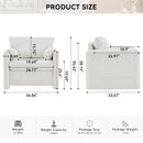 Fixed Modern Accent Chair Single Seater Plush Chenille Lounge Chair With High Resilience Cushion - Ivory White