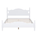 Queen Size Wood Platform Bed Frame,Retro Style Platform Bed with Wooden Slat Support,White