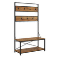 Rustic X-Back Hall Tree With Bench