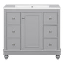 Contemporary Bathroom Vanity Cabinet, 4 Drawers & 1 Cabinet Door, Multipurpose Storage, Resin Integrated Sink, Adjustable Shelves, Solid Wood Frame With MDF