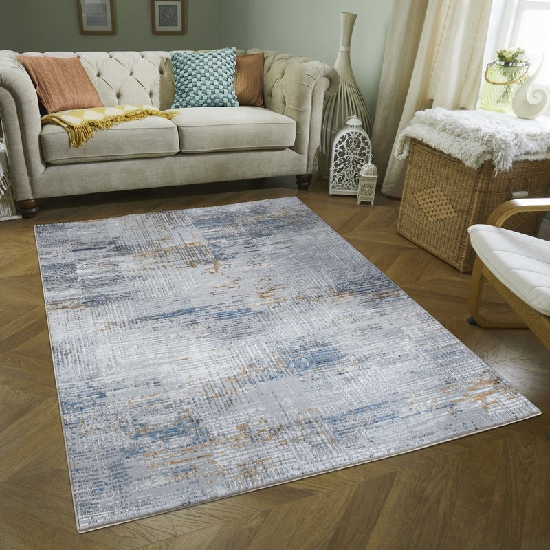 Nova - 2'7" X 7' Area Rug - Multi / Light Gray