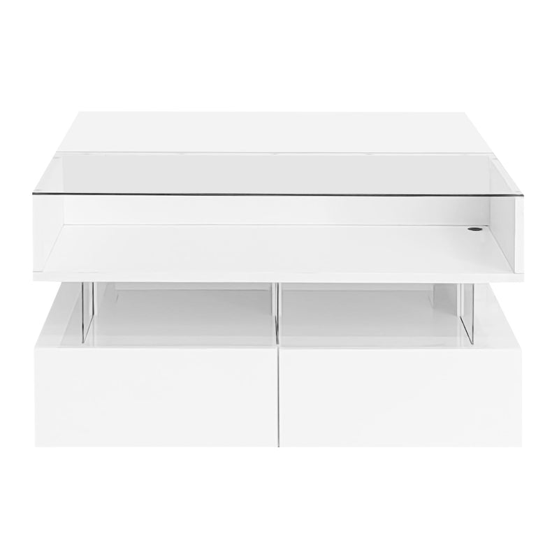 Lift Top Coffee Table With 2 Drawers, Hidden Space And LED Lights For Living Room