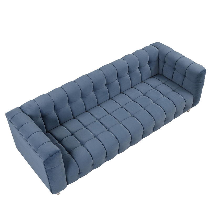 Modern Sofa Dutch Fluff Upholstered Sofa With Solid Wood Legs, Buttoned Tufted Backrest