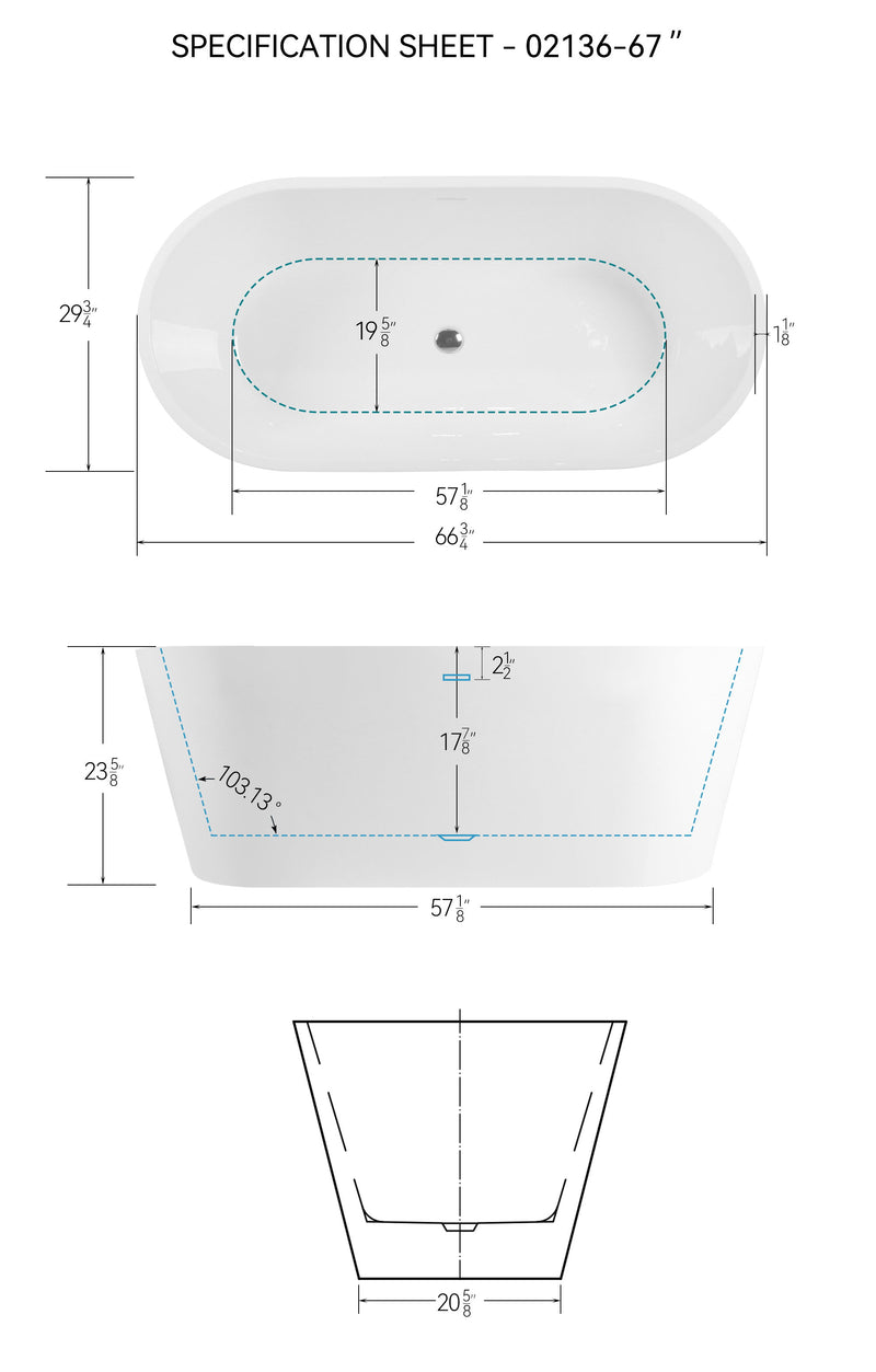 Freestanding Bathtub, Modern & Contemporary Design Soaking Tub With Toe-Tap Drain In Chrome And Classic Slotted Overflow