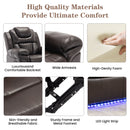 3 Pieces Recliner Sofa Sets Home Theater Seating Manual Recliner Chair With Center Console And LED Light Strip For Living Room