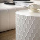 Minimalist Honeycomb Nesting Coffee Table Set, Round Drum Circle Table (Set of 2) - Beige