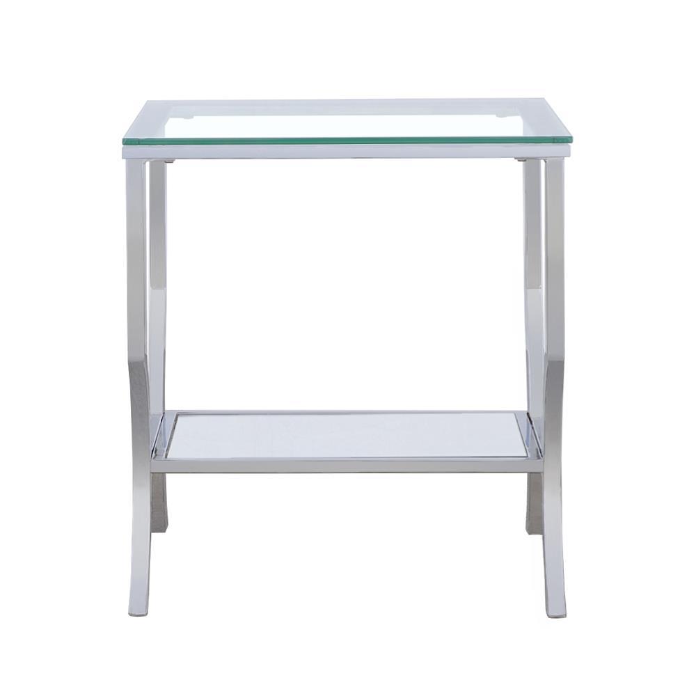 Saide Square Glass Top Side End Table Chrome