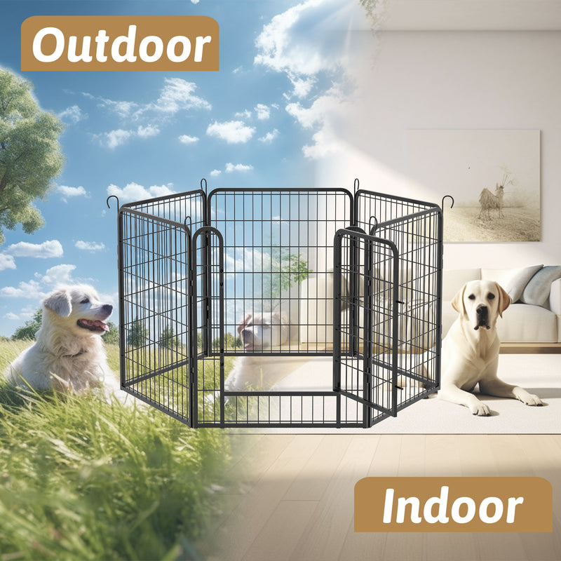 Heavy Duty Metal Playpen With Door, Dog Fence Pet Exercise Pen For Outdoor, Indoor